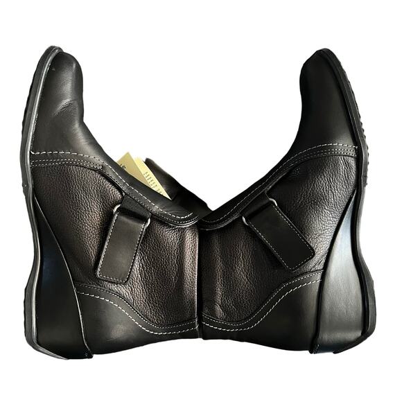 Spring Step  Black Leather Wedge Ankle Boot Andrea Bootie 38 EU 7.5 US - Picture 8 of 9